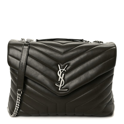 Saint Laurent Calfskin Y Quilted Monogram Medium Loulou Chain Satchel Kaki Fonce 1 of 11