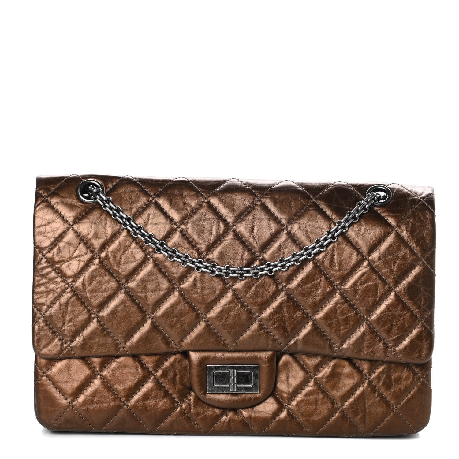 Chanel Metallic Aged Calfskin Quilted 2.55 Reissue 227 Flap Bronze 1 of 10