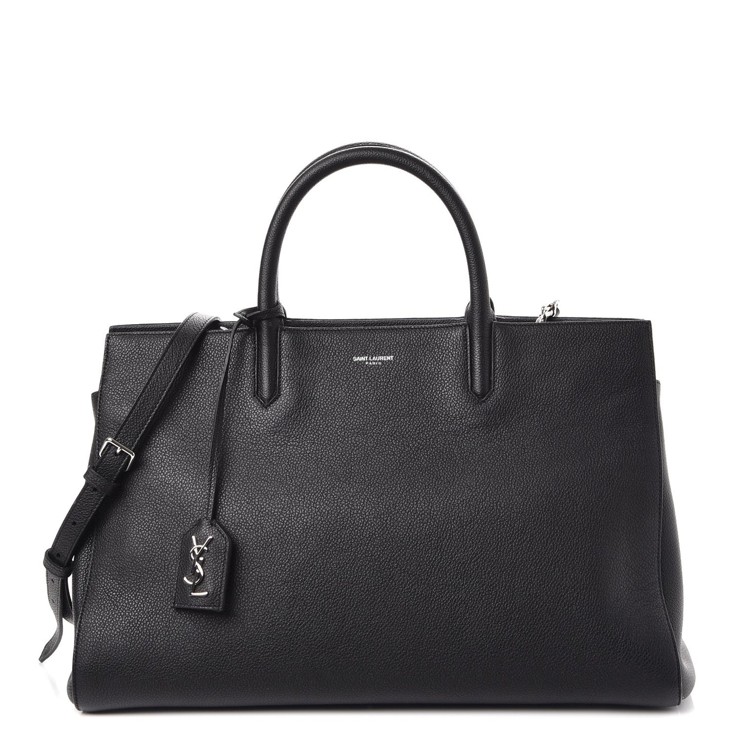 Grained Calfskin Medium Rive Gauche Cabas Black