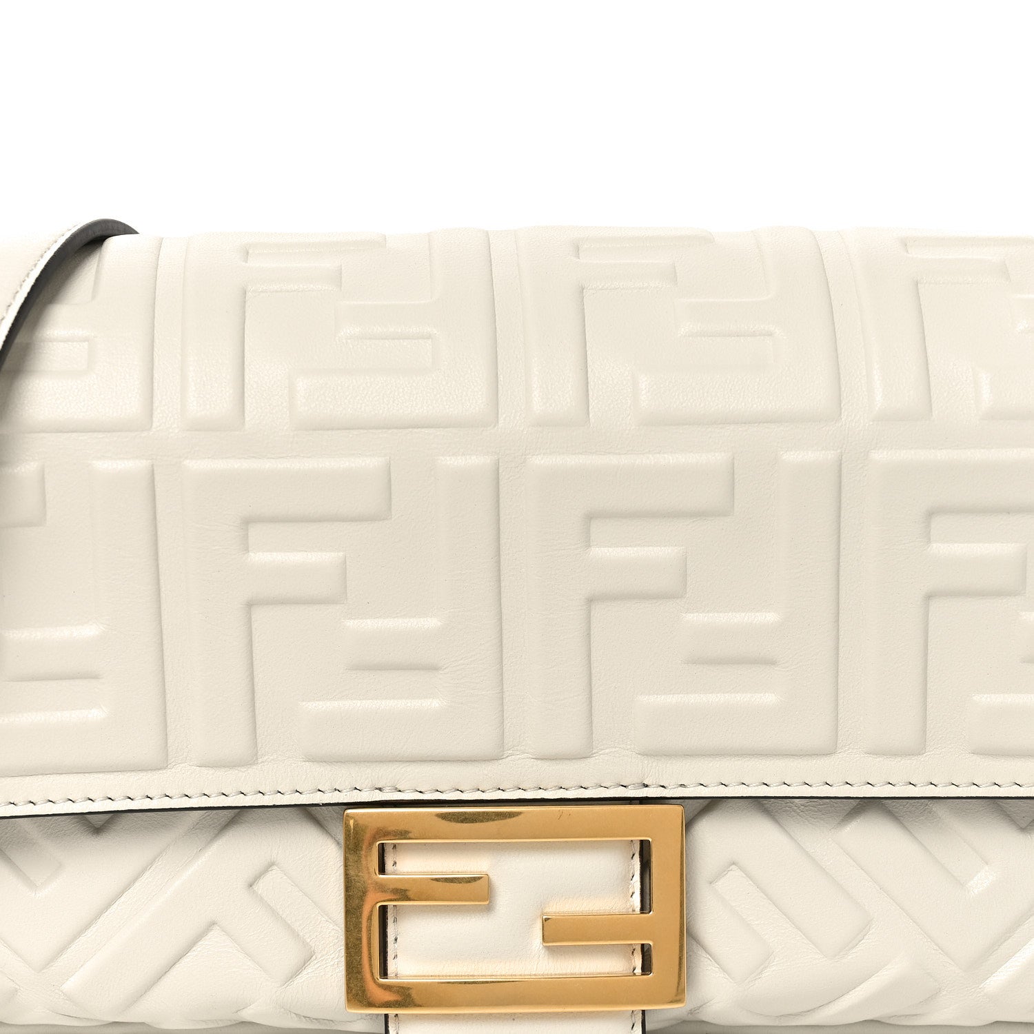 Fendi Nappa FF 1974 Embossed Baguette White 7 of 10