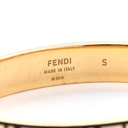 Fendi Brass Enamel FF Bracelet S Gold Black 4 of 4