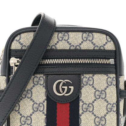 Gucci GG Supreme Monogram Textured Calfskin Web Mini Ophidia Messenger Beige Blue 8 of 10