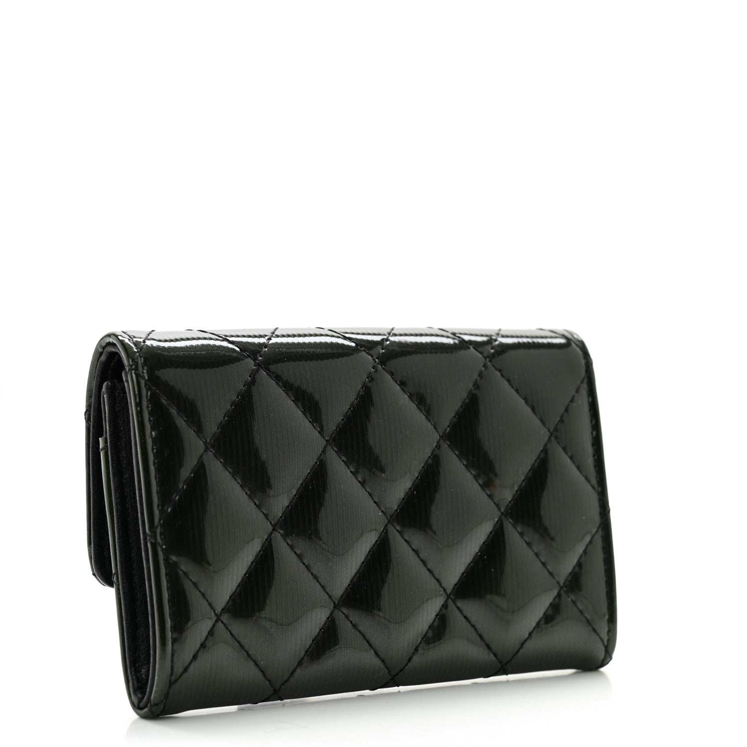 Chanel Striated Patent Quilted Card Holder Black 3 of 11