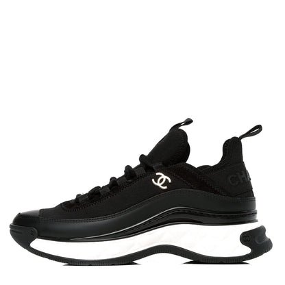 Chanel Velvet Calfskin Mixed Fibers CC Sneakers 36 Black 1 of 4