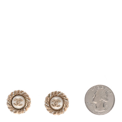Chanel Pearl Crystal Twisted CC Round Earrings Gold 2 of 4
