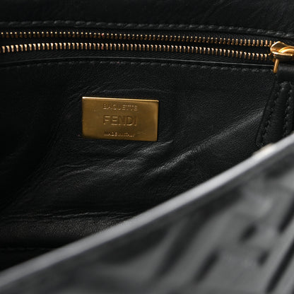 Fendi Nappa Small FF Embossed Midi Chain Baguette Black 6 of 9