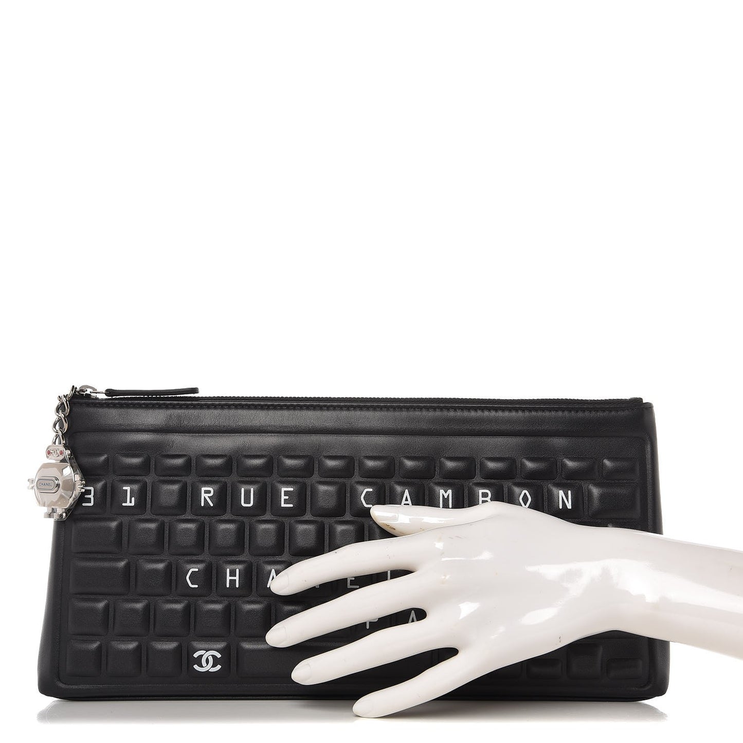 Metallic Calfskin Keyboard Pouch Black