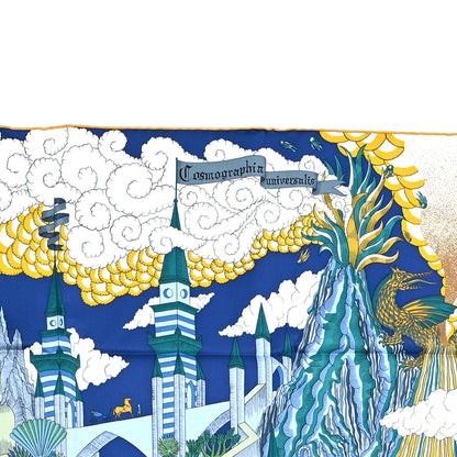 Hermes Silk Cosmographia Universalis Scarf 90 Bleu Nuit Vert Miel 2 of 4