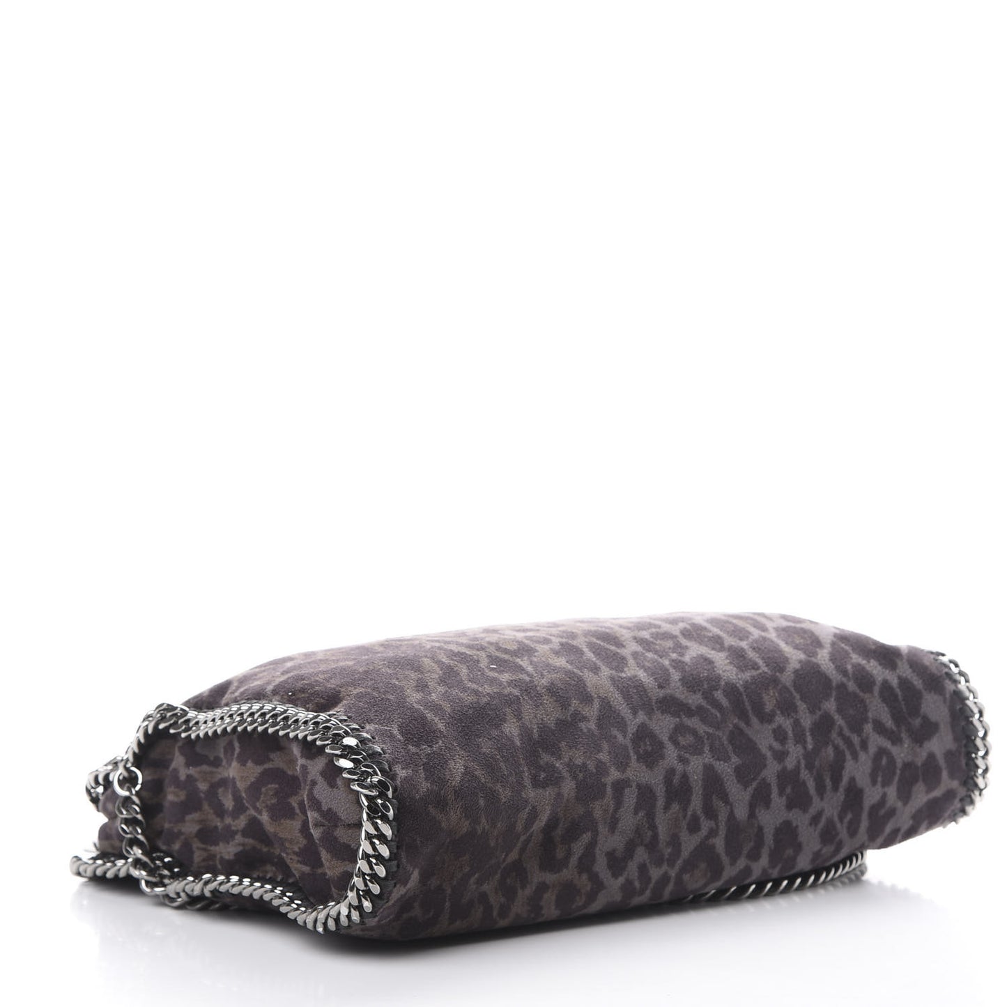 Shaggy Deer Leopard Print Falabella Fold Over Tote Grey