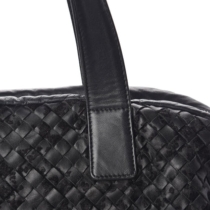 Bottega Veneta Nappa Intrecciato Velvet Embellished Top Handle Bag Black 9 of 13