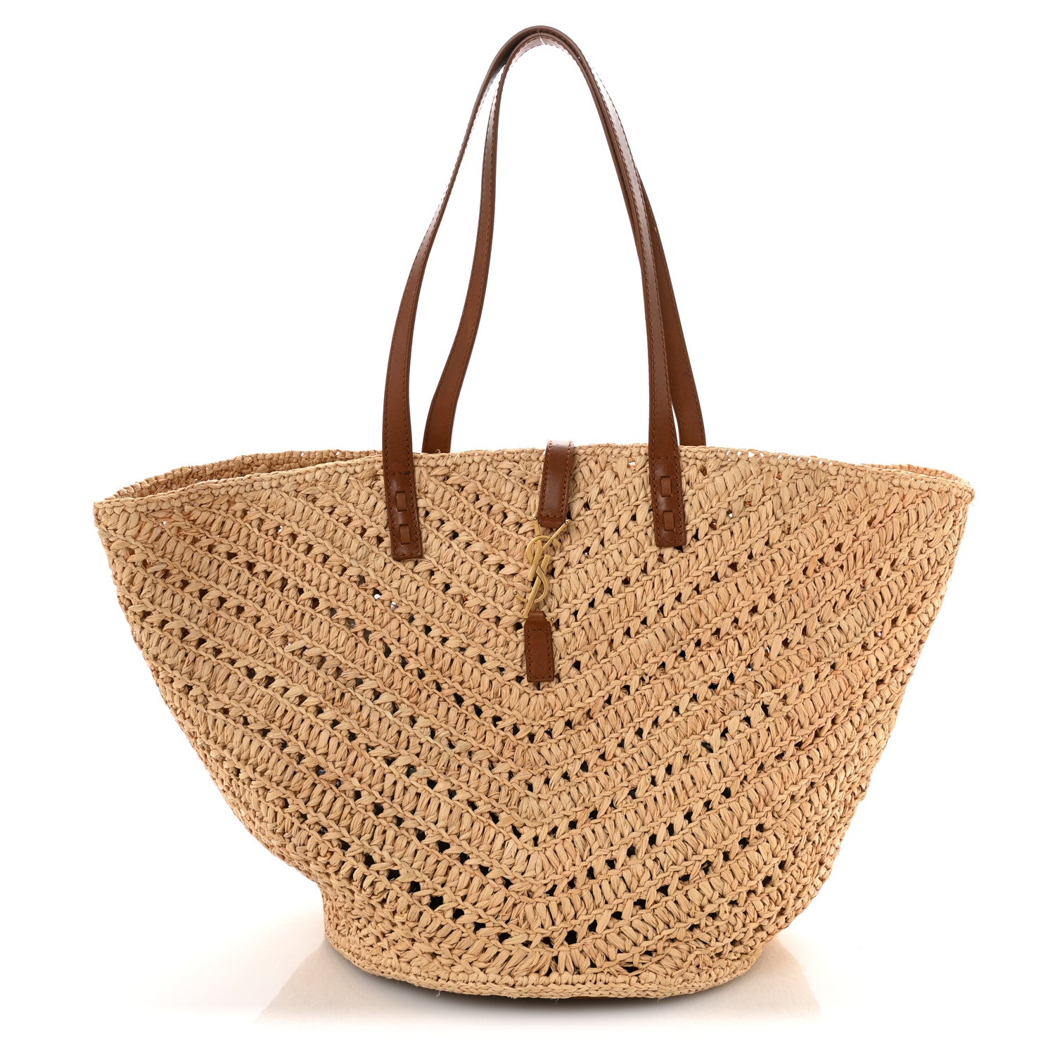 Saint Laurent Raffia Calfskin Large Panier Tote Naturel 1 of 12