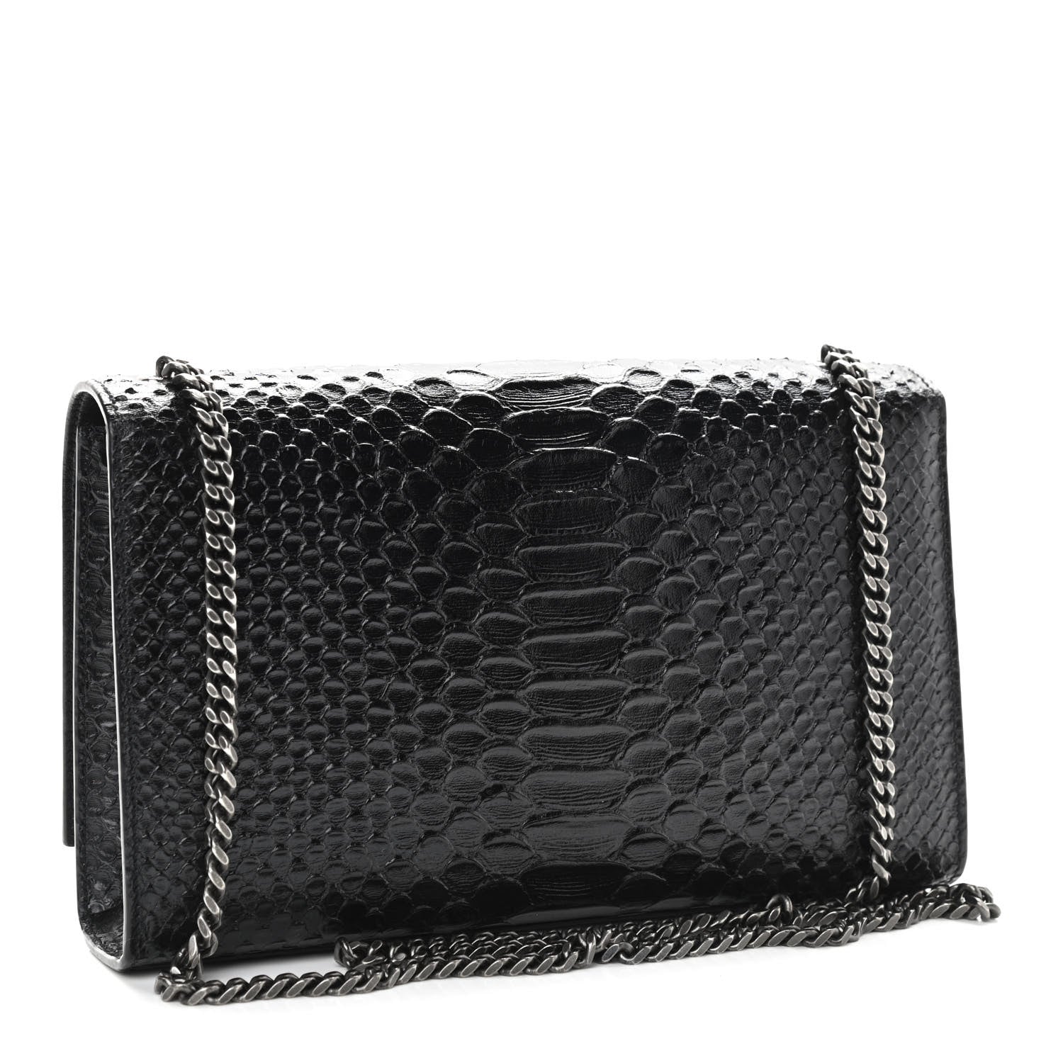 Saint Laurent Python Calfskin Embossed Medium Kate Satchel Black 3 of 13