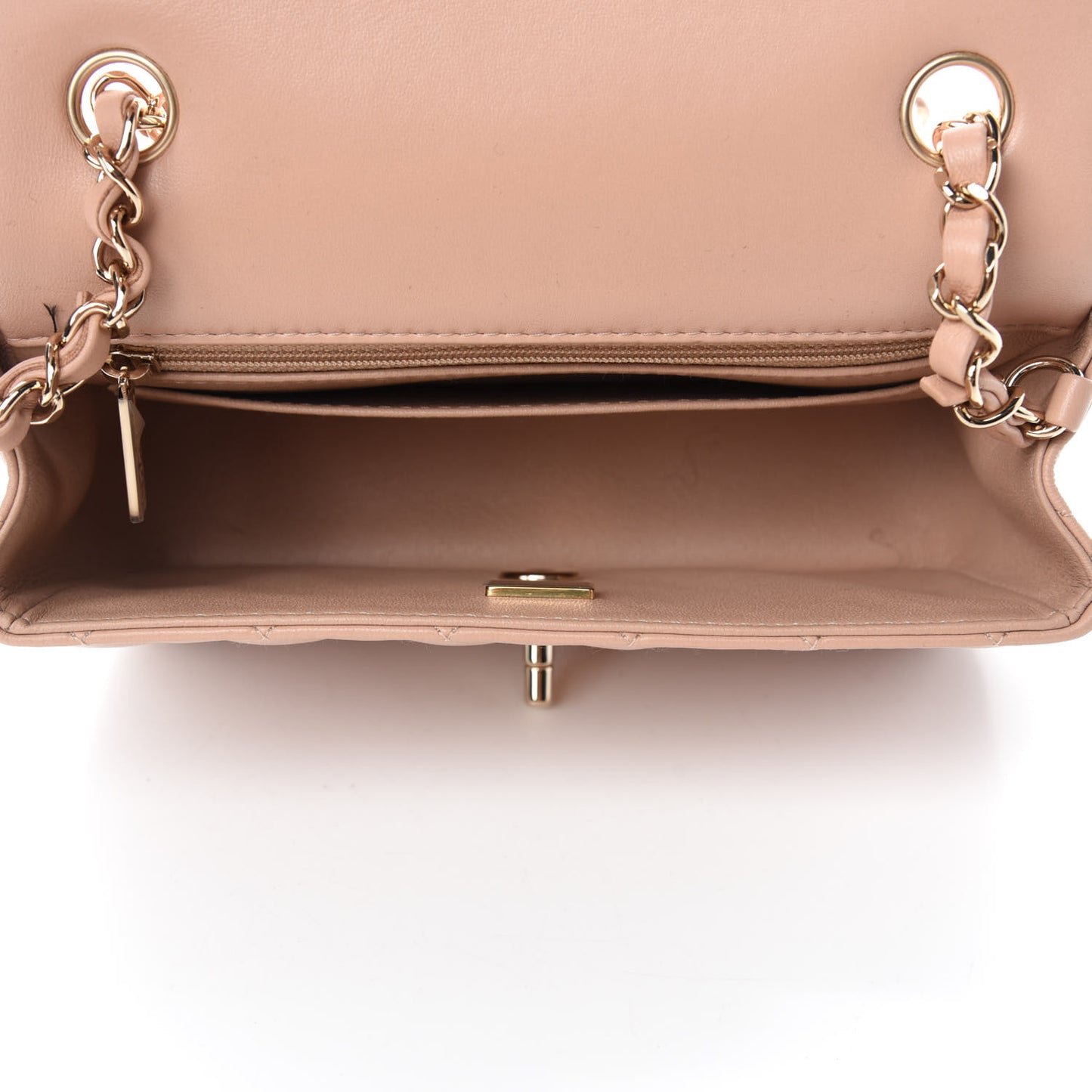 Lambskin Quilted Mini Rectangular Flap Beige