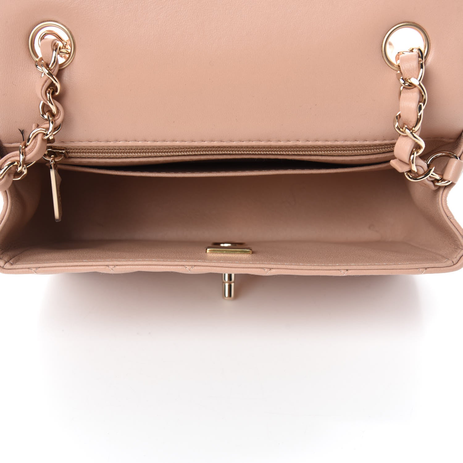 Chanel Lambskin Quilted Mini Rectangular Flap Beige 5 of 11