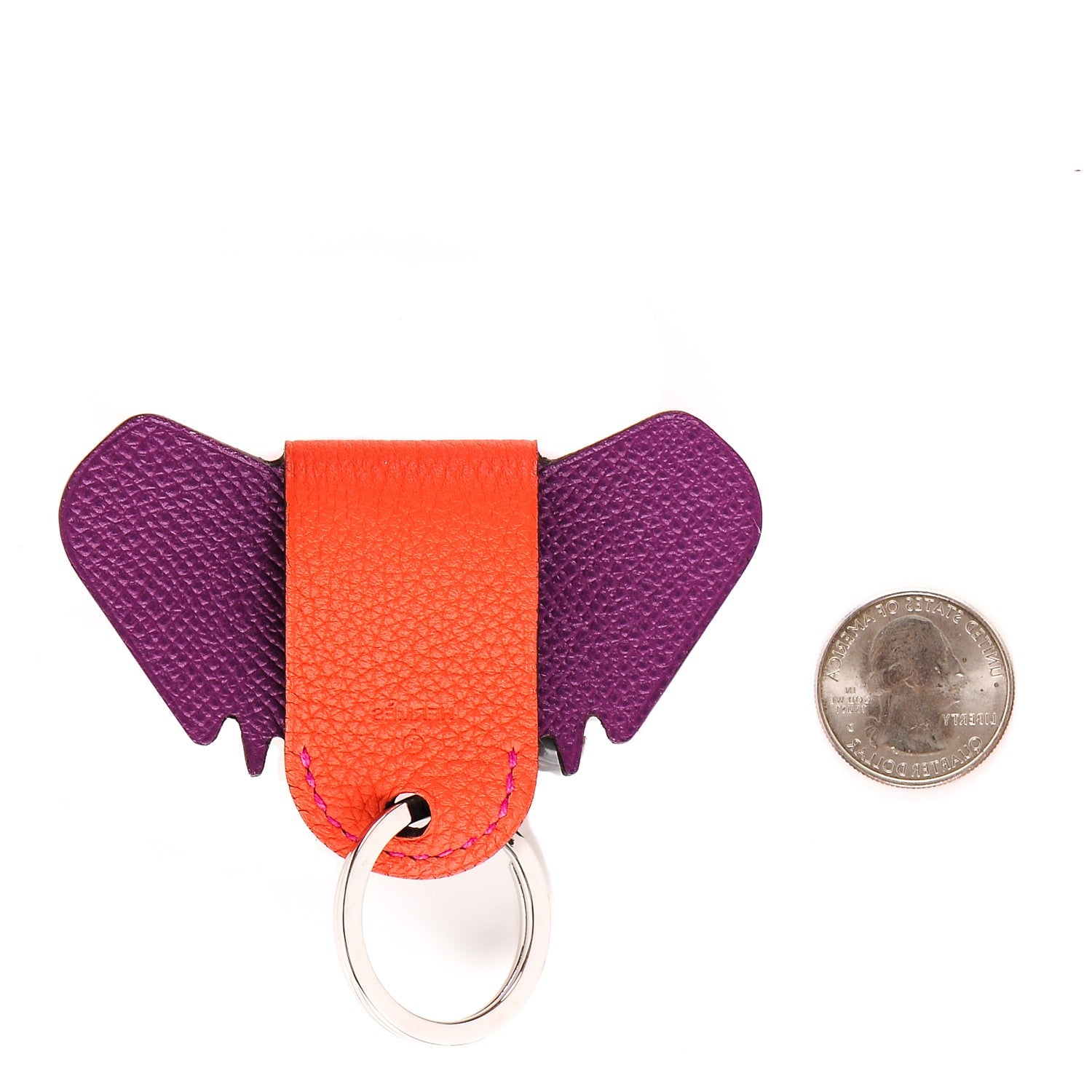 Hermes Togo Epsom Petit H Elephant Key Poppy Anemone 2 of 6