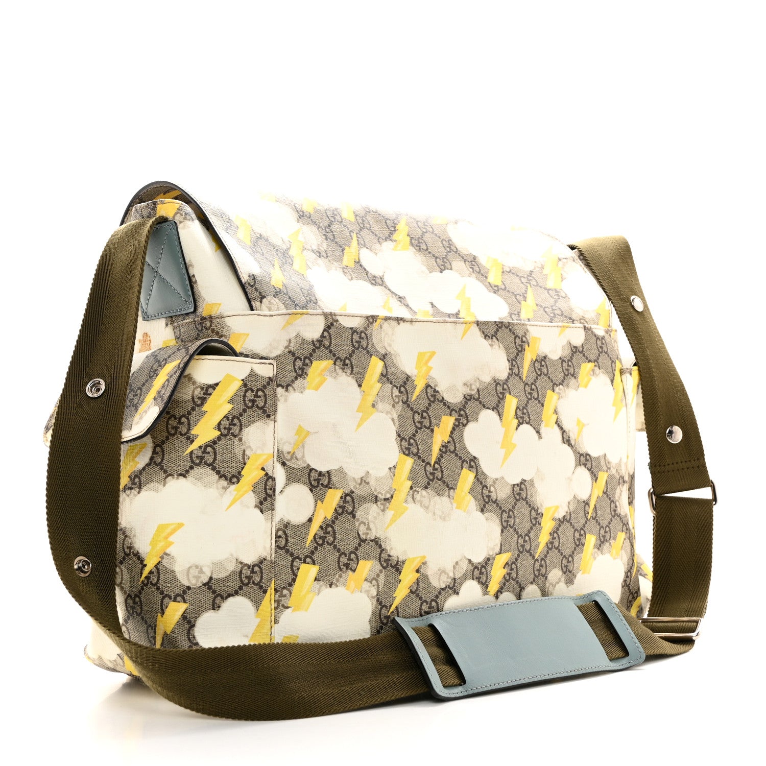 Gucci GG Plus Monogram Lightning Bolt Messenger Diaper Bag Beige 3 of 12