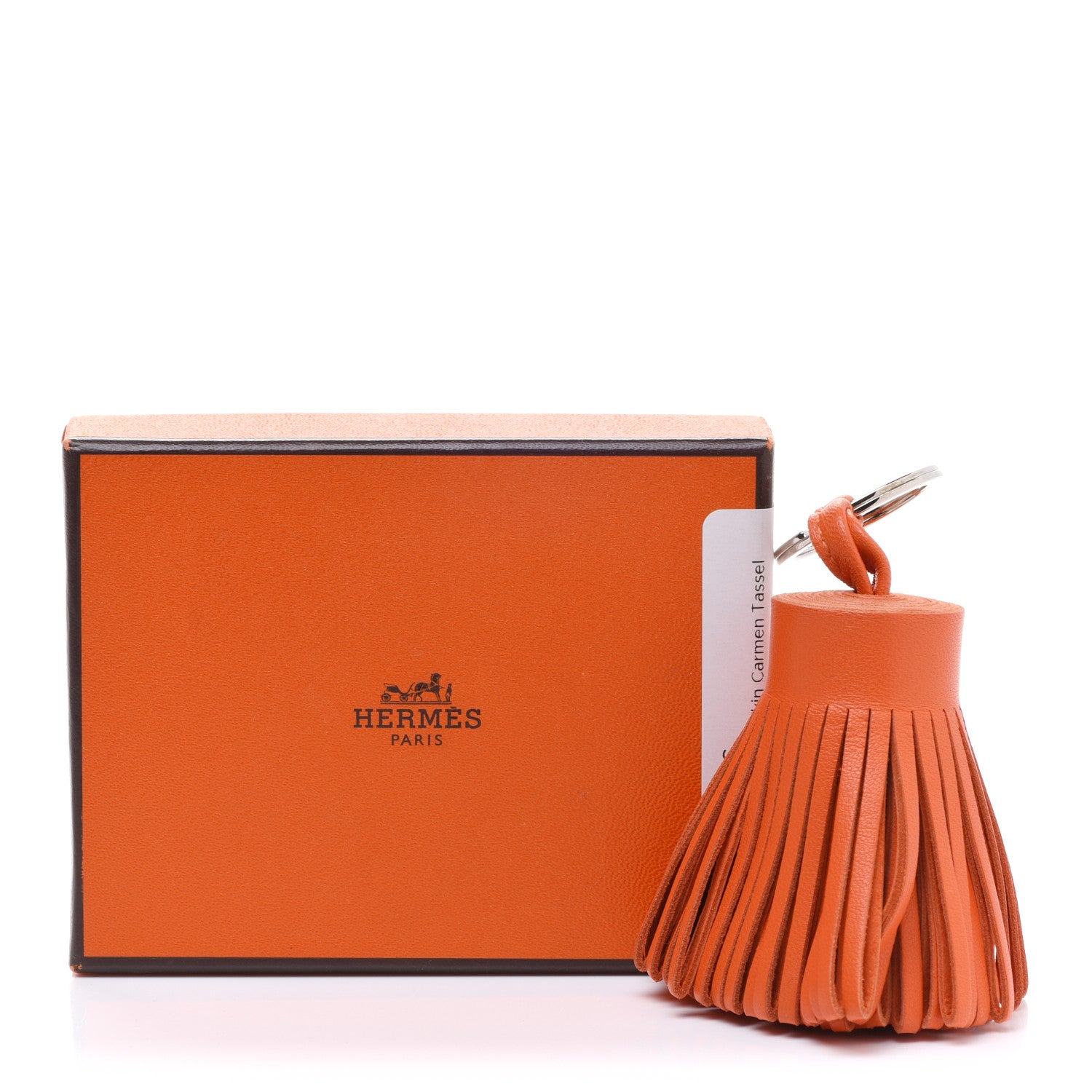 Hermes Lambskin Carmen Tassel Key Holder Feu Orange 4 of 4