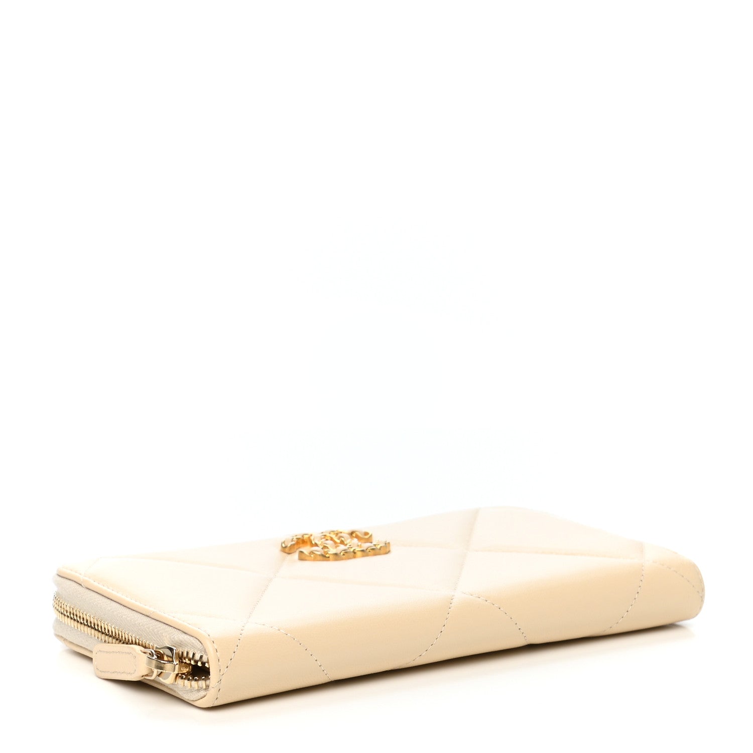Chanel Shiny Goatskin Quilted 19 Long Zipped Around Wallet Beige 4 of 8