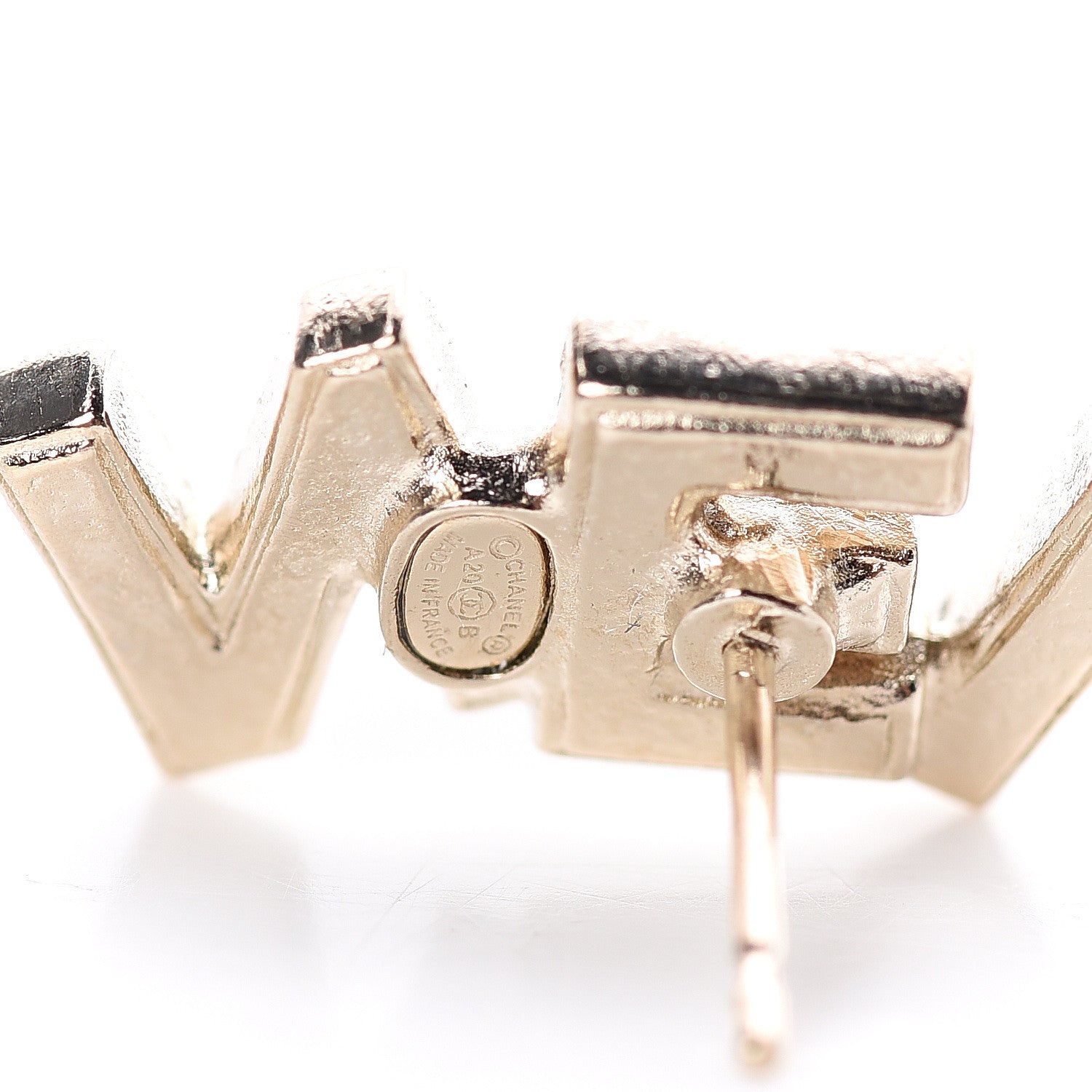 Chanel Crystal Pearl Signature Stud Earrings Gold 4 of 4