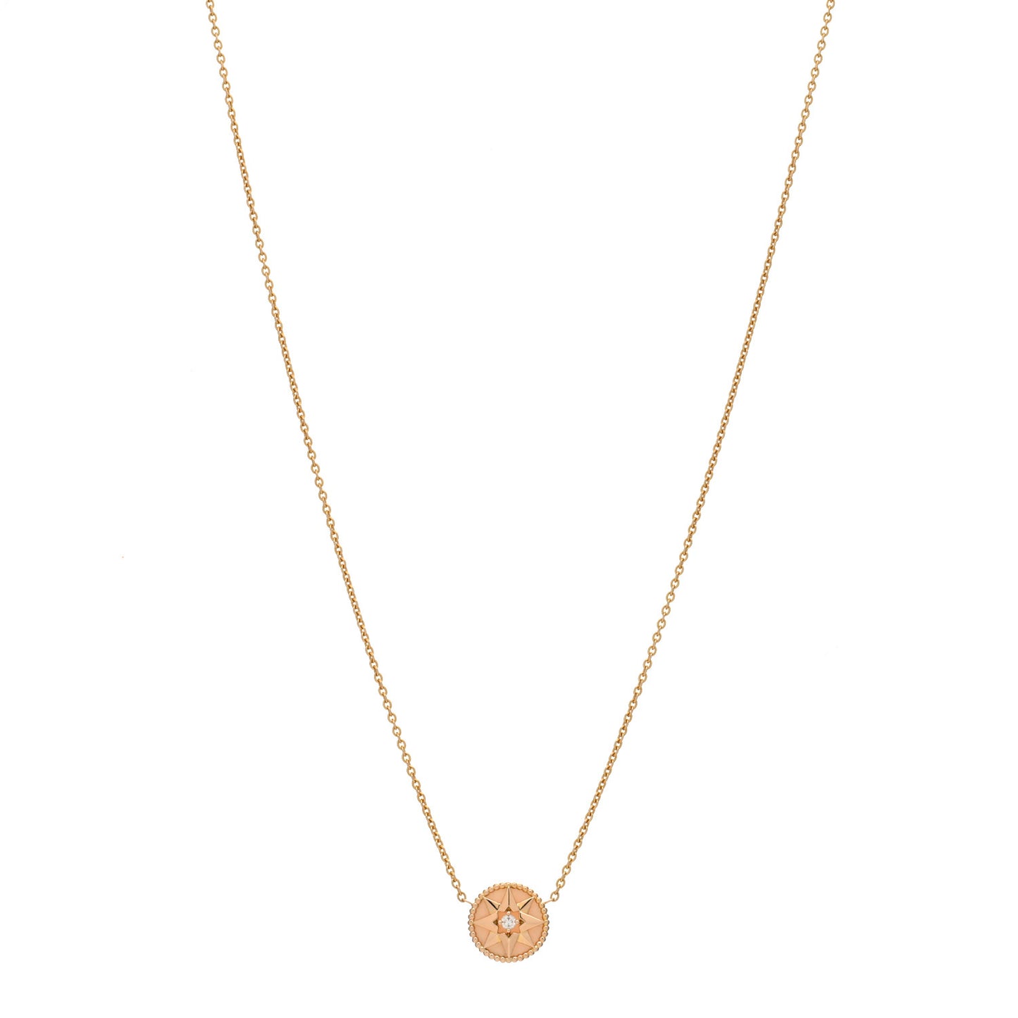 18K Rose Gold Diamond Pink Opal Rose Des Vents Necklace