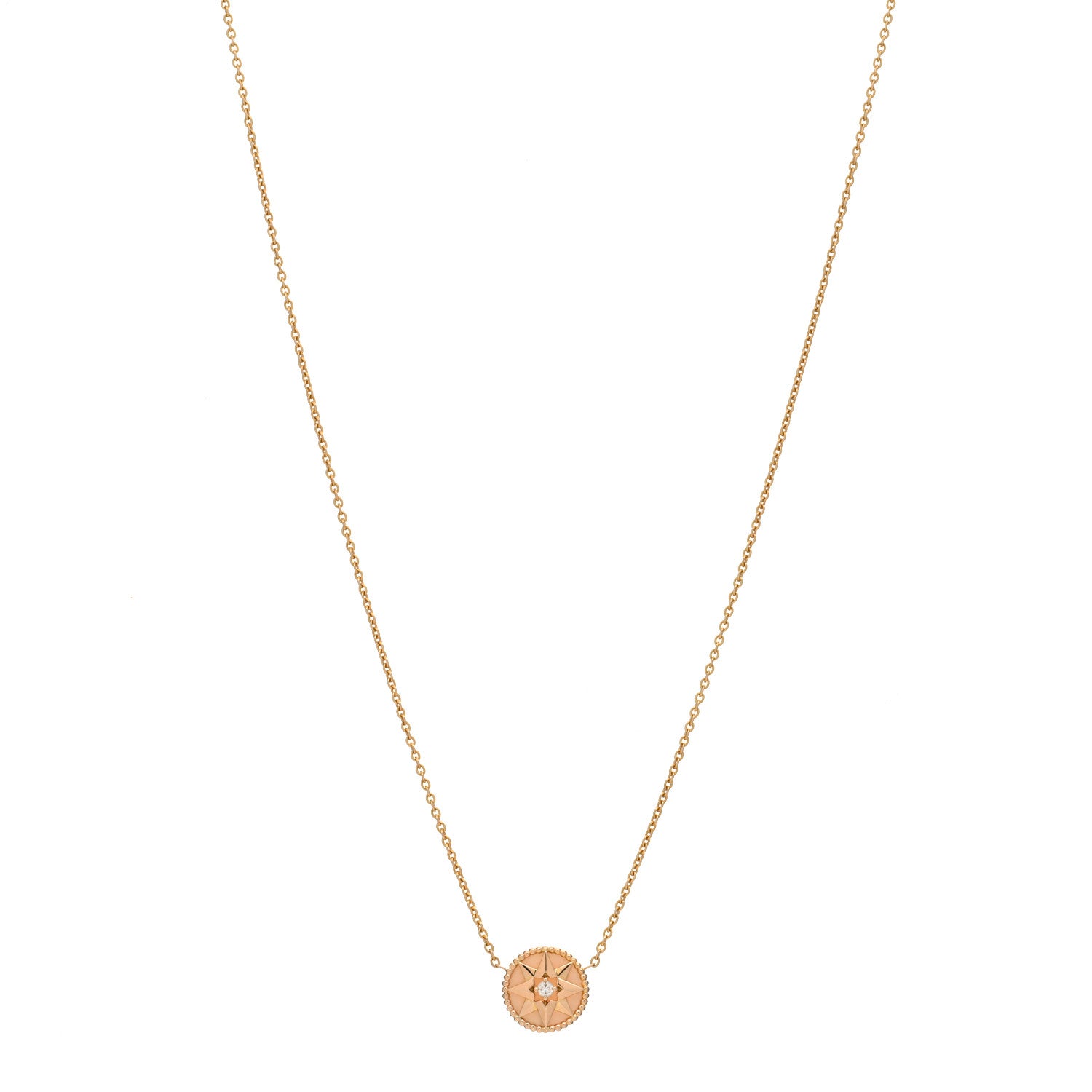 Christian Dior 18K Rose Gold Diamond Pink Opal Rose Des Vents Necklace 1 of 3