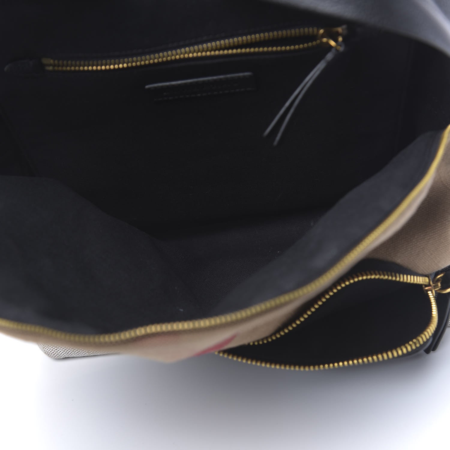 Burberry Mega Check Calfskin Abbeydale Simple Backpack Black Camel 4 of 10