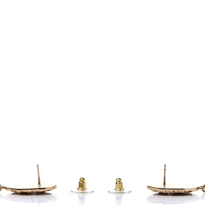 Chanel Crystal Pearl Crown CC Drop Earrings Gold 3 of 5