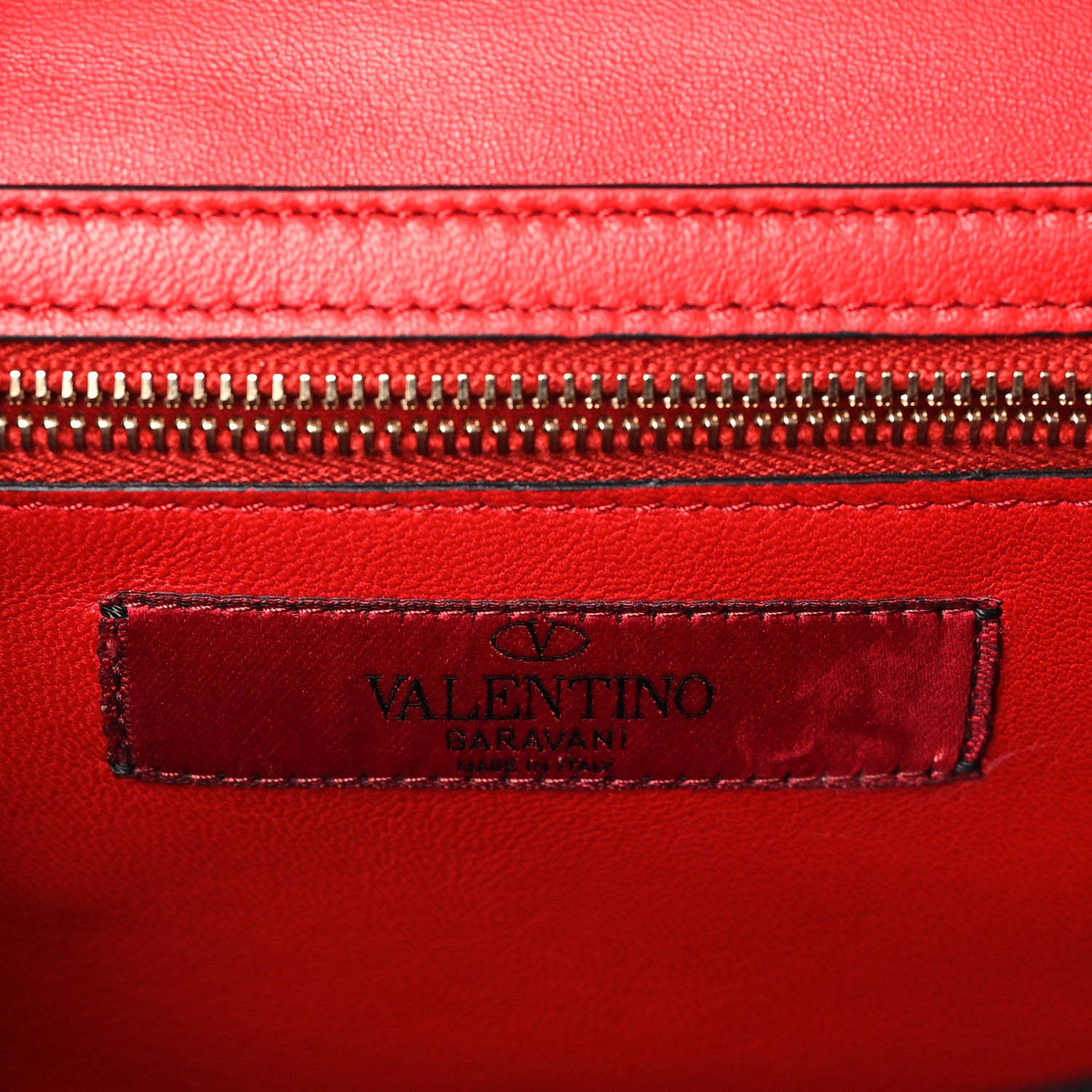 Valentino Garavani Lambskin Rockstud Spike Wallet on Chain Red 6 of 8