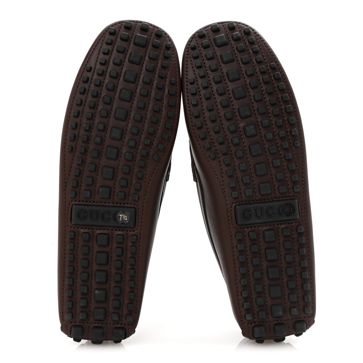 Gucci Soft Clove Calfskin Web Mens Horsebit Driver Loafers 7.5 Cocoa 6 of 10