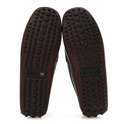 Gucci Soft Clove Calfskin Web Mens Horsebit Driver Loafers 7.5 Cocoa 6 of 10