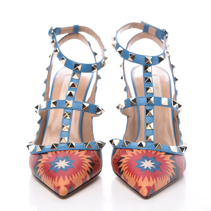 Valentino Garavani Calfskin Enchanted Wonderland Rockstud Ankle Strap Pumps 37 Light Stone 2 of 10