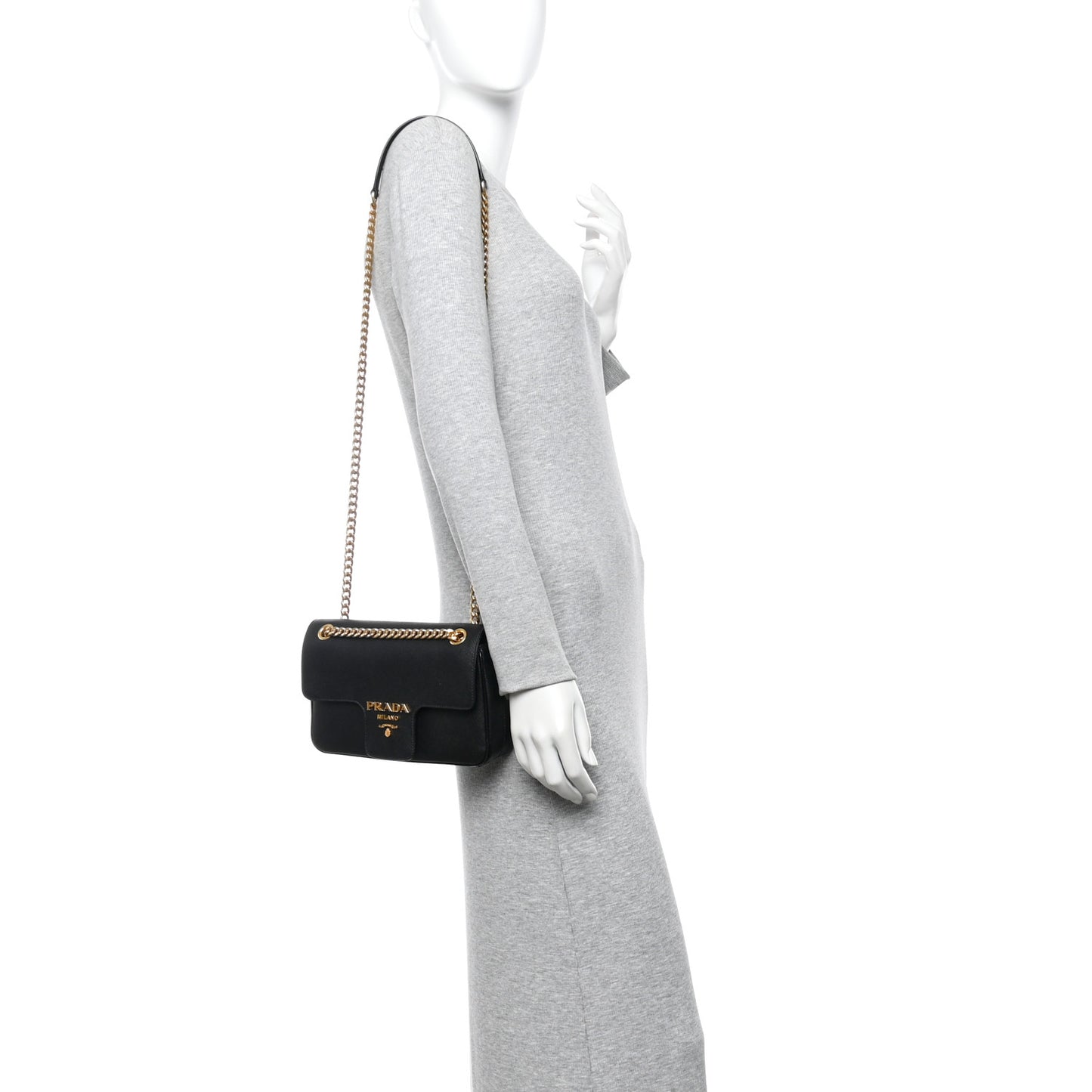 Saffiano Flap Shoulder Bag Black