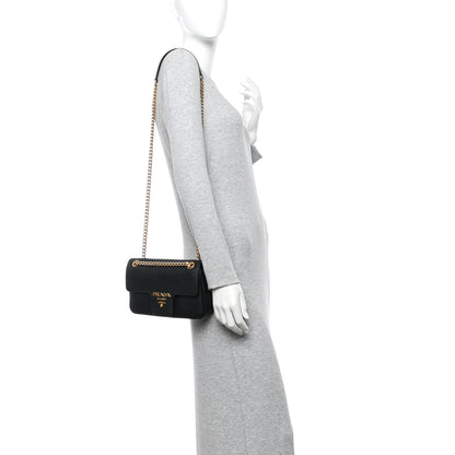 Prada Saffiano Flap Shoulder Bag Black 2 of 14