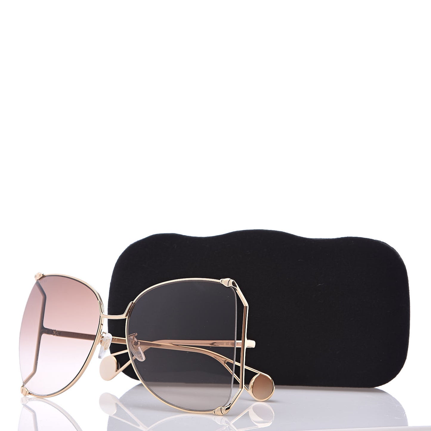 Oversized Round Sunglasses GG0252S Gold Brown