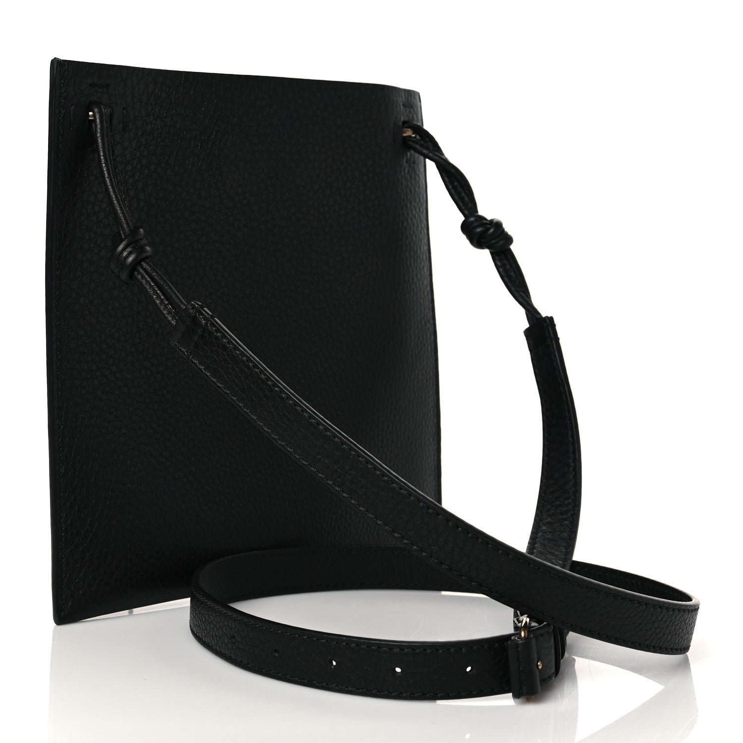 Valentino Garavani Pebbled Calfskin Roman Stud Logo Crossbody Pouch Black 3 of 9