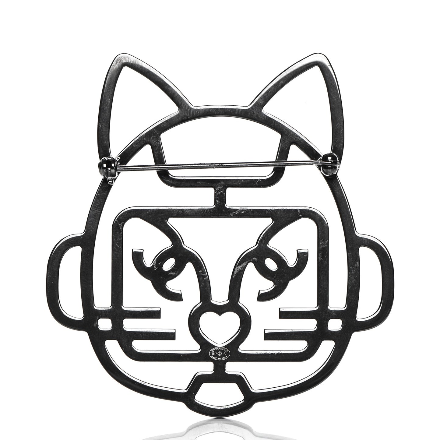 Strass Crystal Emoji Robot Cat Brooch Black Silver