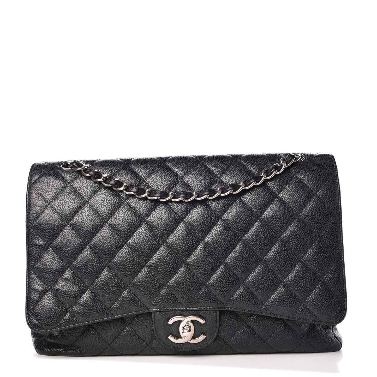 Caviar Quilted Maxi Double Flap Black