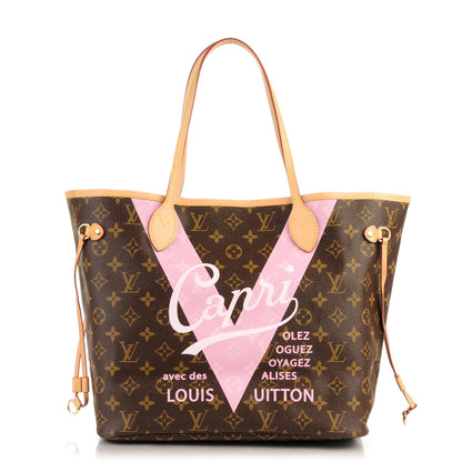 Louis Vuitton Monogram Capri V Neverfull MM Rose Ballerine 1 of 7