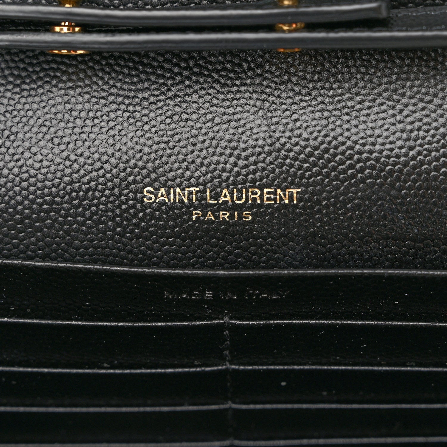 Saint Laurent Grain De Poudre Matelasse Chevron Monogram Chain Wallet Black 6 of 10