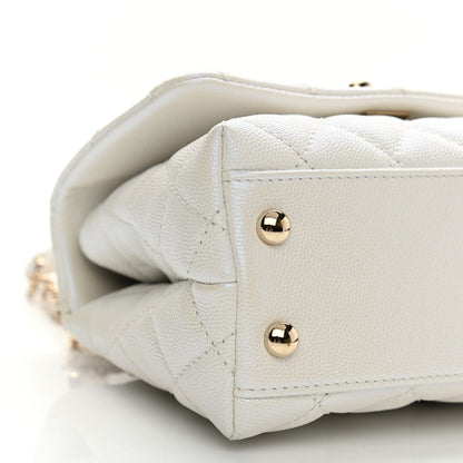 Chanel Iridescent Caviar Quilted Extra Mini Coco Handle Flap White 9 of 10