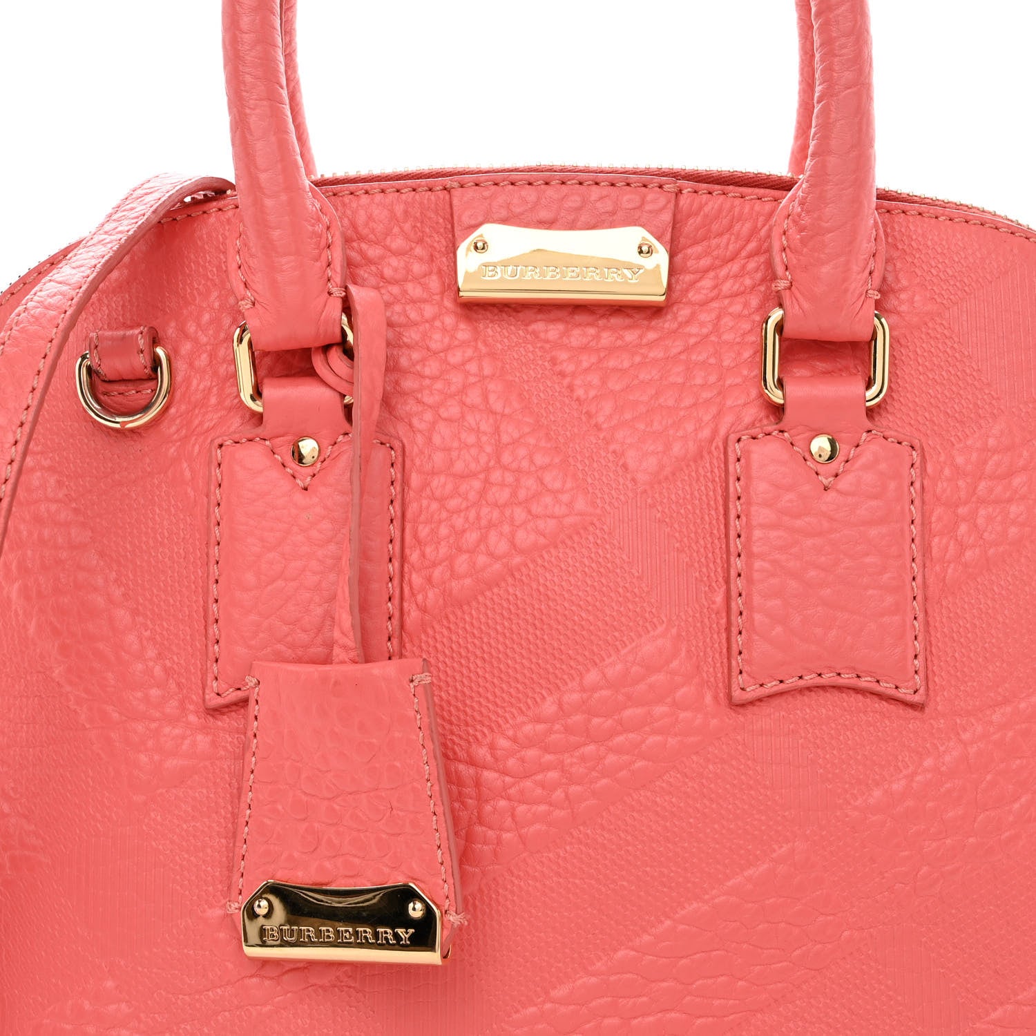 Burberry Heritage Grain Check Embossed Small Orchard Bowling Bag Pink 7 of 13