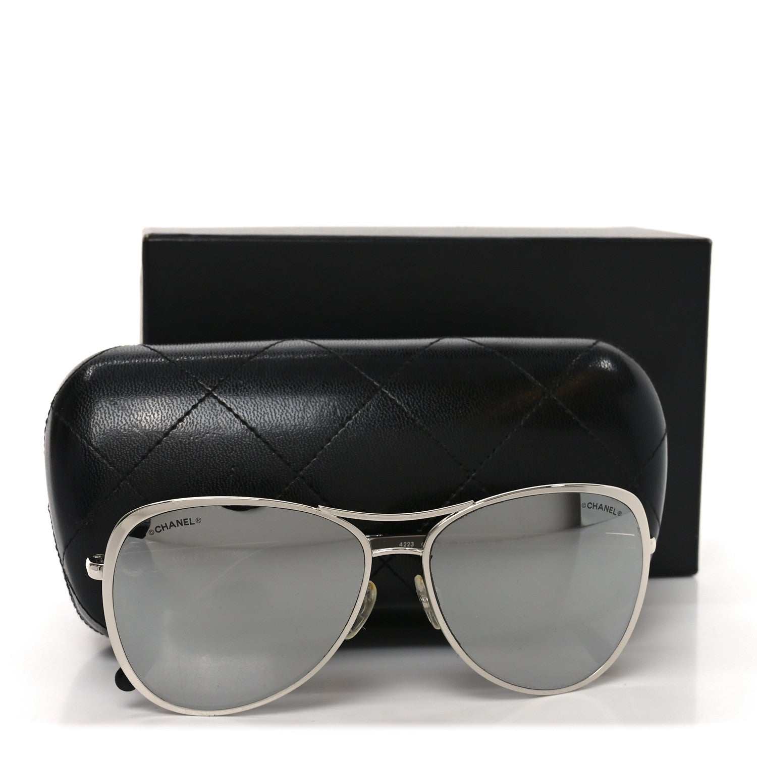 Chanel Pilot Summer Aviator Sunglasses 4223 Silver 7 of 7