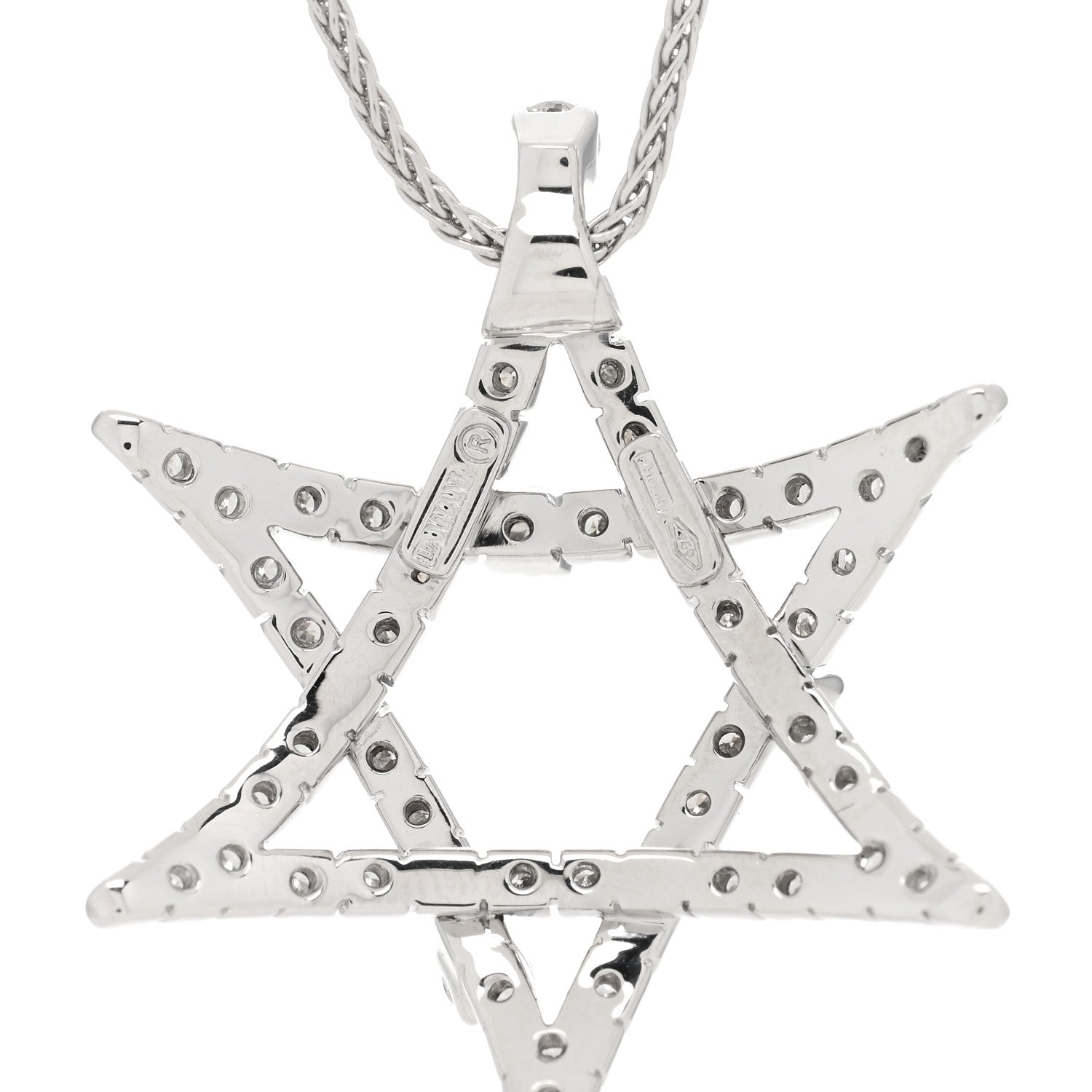 Damiani 18K White Gold Diamond Star of David Pendant Necklace 4 of 4