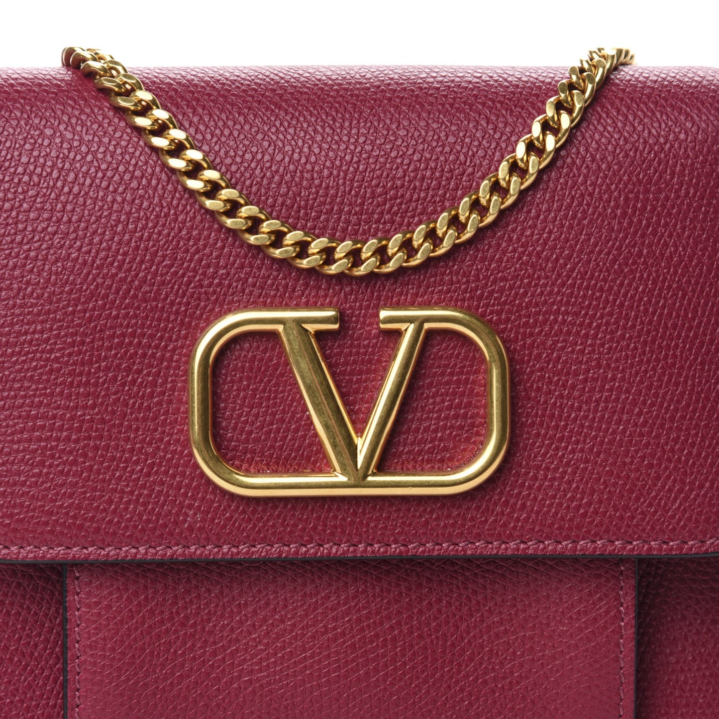 Grainy Calfskin VLogo Crossbody Bag Raspberry