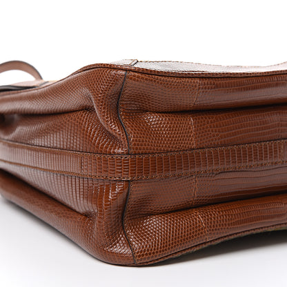 Gucci Tweed Calfskin Lizard Embossed Side Messenger Bag Brown 8 of 11