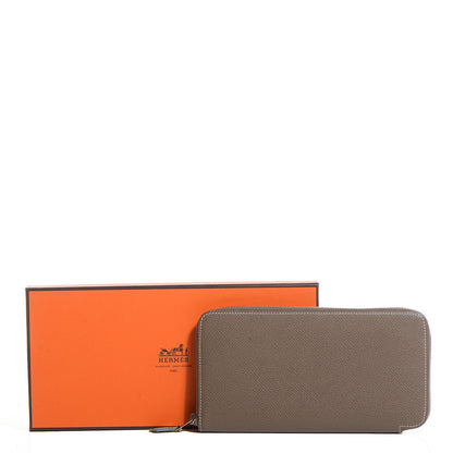 Hermes Epsom Silk'in Wallet Etoupe Bleu Electrique 12 of 12