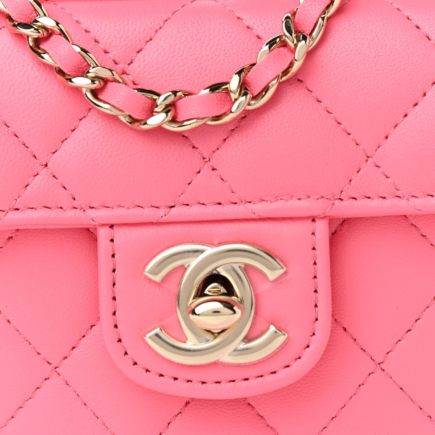 Lambskin Quilted CC In Love Heart Clutch With Chain Pink