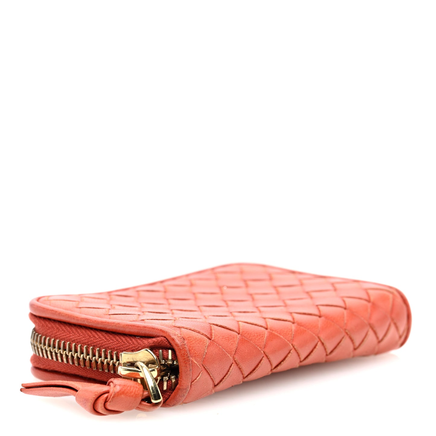 Nappa Intrecciato Zip Around Coin Purse Brique