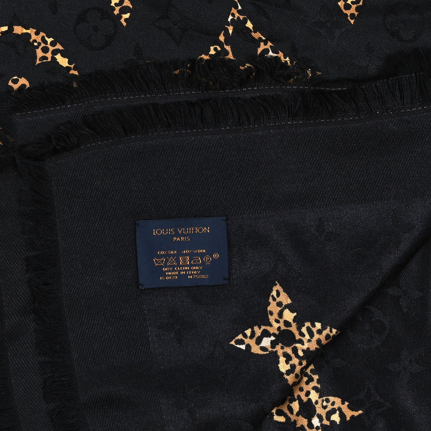 Louis Vuitton Wool Silk Monogram Giant Jungle Shawl Black 3 of 4