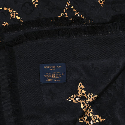 Louis Vuitton Wool Silk Monogram Giant Jungle Shawl Black 3 of 4
